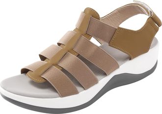 Generic Cocila Womens Sandals Ladies Fashion Summer Breathable Cloth Platform Hook&Loop Khaki, 7 Black Strappy For Women Orange Brown Leather Flat White Wedge