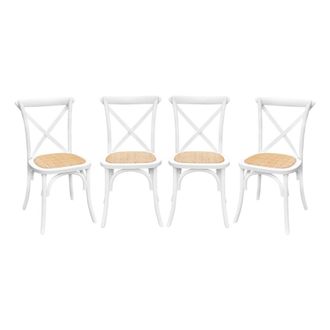Sweeek Silla de bistr&oacute; vintage de madera, set de 4, blanco