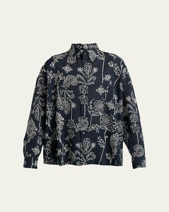 Giorgio Armani Mens Textured Cotton Linework Button-Down Shirt