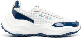 Casablanca logo-patch lace-up sneakers - men - Calf Leather/Rubber/Calf Leather/Fabric - 9 - White