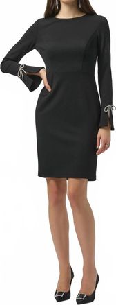 Joseph Ribkoff Rhinestone Bow Accent Sheath Dress In Black