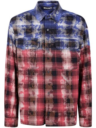 Palm Angels B Curved Logo Check Long Sleeves Shirt