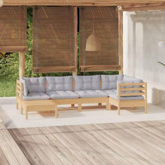 vidaXL Juego De Muebles De Jard&iacute;n 6 Pzas Y Cojines Madera Maciza Pino Vidaxl