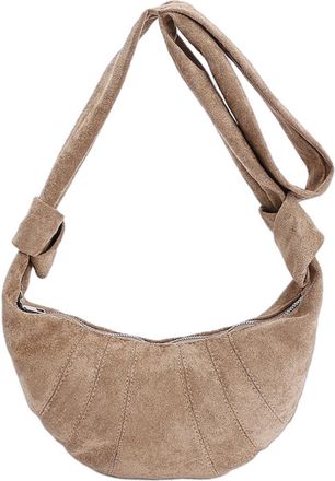 Generic Suede Bags for Women suede crescent crossbody bags for women Zippered Shoulder with Wide Strap Purse Handbags Hobo Underarm Shoulder Trendy 2025 (Khak