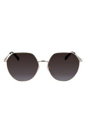 Longchamp Roseau 60mm Gradient Round Sunglasses in Gold/Brown at Nordstrom Rack