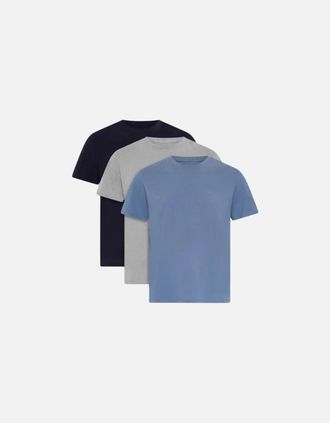 Ted Baker Mens 3-Pack Cotton Stretch Crew-Neck T-Shirts, Navy/Grey/Blue - Size: 36