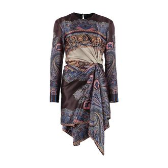 Etro Short Dresses, female, Multicolor, M, Silk Dress with Back Keyhole