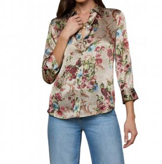 L'agence Dani Silk Blouse In Multi Floral Tapestry