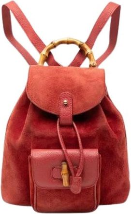Gucci Pre-owned Backpacks, female, Red, Size: ONE SIZE Pre-owned Vintage Bamboo Backpack