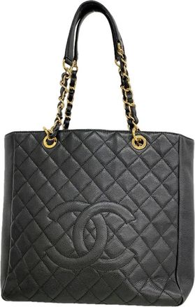 Chanel Black Grained Calfskin Tote Bag (Pre-Owned)