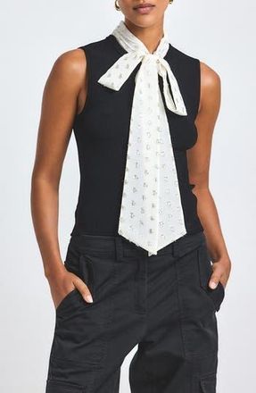 Derek Lam Calista Tie Neck Sleeveless Top in Black/Cream at Nordstrom Rack, Size X-Large