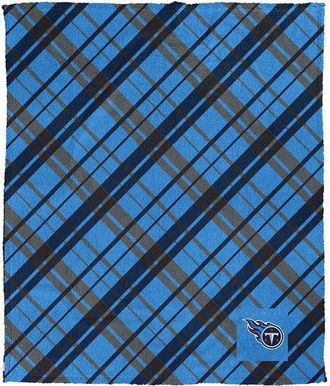 Pegasus Sports Tennessee Titans Nfl Team Plaid Sherpa Logo Patch Throw