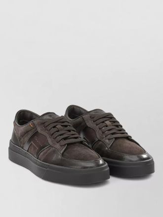 Santoni leather lace up sneakers low profile