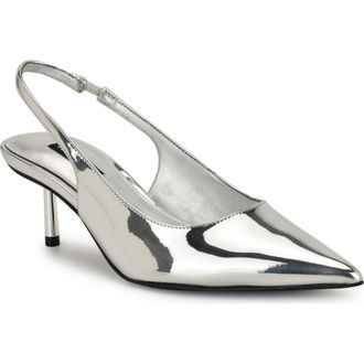 Nine West Hunny Slingback Pointed Toe Pump in Silver at Nordstrom Rack, Size 9.5