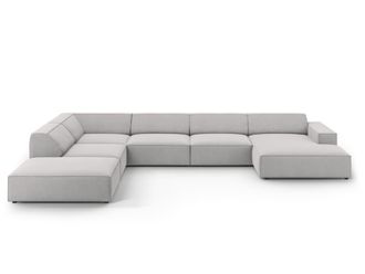 MICADONI Sof&aacute; panor&aacute;mico izquierdo 7 plazas tela gris claro