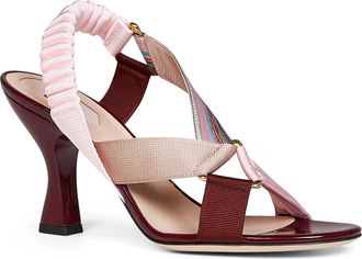 Fendi Womens Sandals Colibr&igrave; Iconic Burgundy Leather Multicolour Viscose