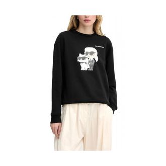 Karl Lagerfeld Ikon Duo Aquarelle Sweatshirt - Dames - Sweatshirts - Zwart - M - Katoen - Hoodies & sweatvesten