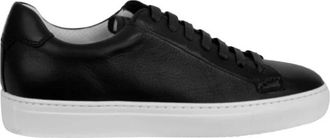 Doucal's Minimalistisch Design Zwarte Leren Sneakers - Heren - Sneakers - Zwart - 40 EU - Leer - Schoenen