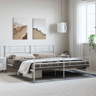 vidaXL Vidaxl - Estructura Cama Sin Colch&oacute;n Con Estribo Metal Blanco 193x203 Cm