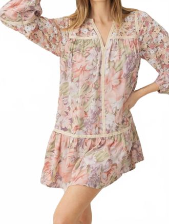 Entro Floral Drop Waist Dress In Blush