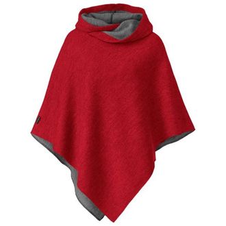 Mufflon Maxi Poncho f&uuml;r Damen | rot