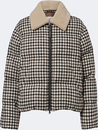 Brunello Cucinelli Checked alpaca and wool-blend down jacket