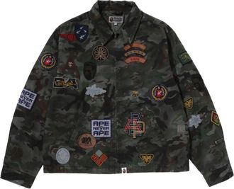 A Bathing Ape Hybrid Camo Multi Badge Jacket Green 0ZXLJM313401RGRD
