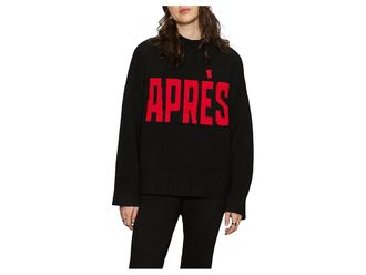 Sanctuary Apres Intarsia Hi Mock F. Logo Womens Sweater Black/Mars Red : LG (US 10-12), Polyester/Spandex