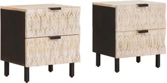 vidaXL Armario De Noche 2 Pcs 40 X 33 X 46 Cm Madera De Mango Maciza Vidaxl