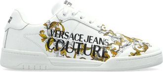 Versace Jeans Couture Witte Barocco Print Sneakers met Veters - Heren - Sneakers - Wit - 43 EU - Schoenen