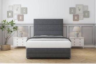 Comfort Beds Zoya Coniston Divan Set No Drawers-54 Headboard-Footboard in Dark Grey | Size: Super King