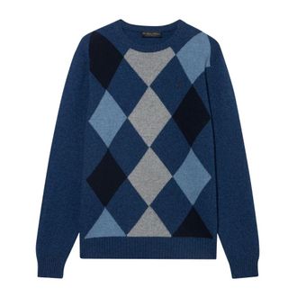Brooks Brothers Truien & Vesten, Heren, Blauw, 2Xl, Wol, Argyle Intarsia Trui