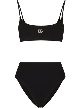 Dolce & Gabbana DG-logo high-waisted bikini - women - Elastane/Elastane/Nylon/Nylon - 2 - Black