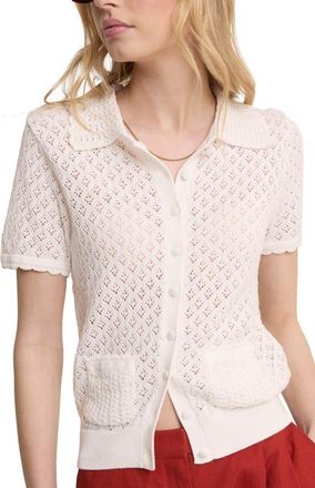 Nobody's Child Open Knit Short Sleeve Cardigan in White at Nordstrom, Size X-Small