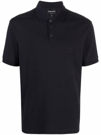 Giorgio Armani Navy Blue Logo Polos