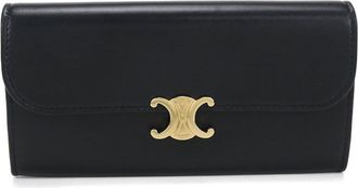 Celine Black Leather Long Wallet (Bi-Fold) (Pre-Owned)