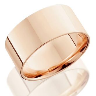 Pompeii3 10mm Flat High Polished Wedding Band 14K Rose Gold Size Selectable