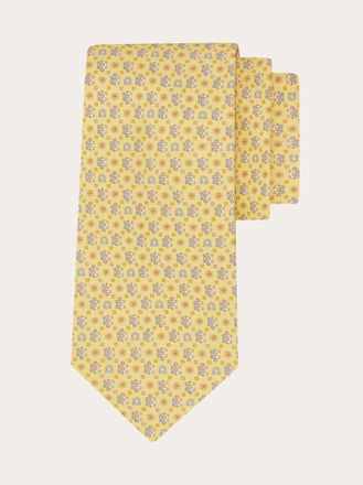 Ferragamo Men Turtle print silk tie Yellow