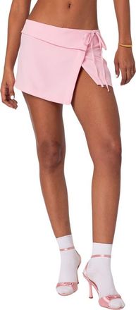 Edikted Selena Asymmetric Wrap Miniskirt in Pink at Nordstrom, Size Medium