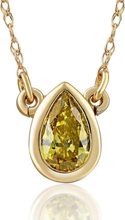 Pompeii3 1/4ct Fancy Yellow Pear Solitaire Diamond Necklace Yellow Gold Lab Grown Pendant
