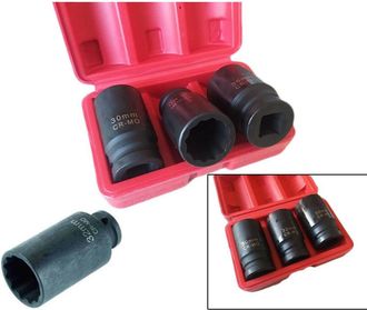 Trade Shop Trade Shop - Bussole Boccole Per Pistola Avvitatore Pneumatico Set 3 Pz 3/4 Da 30 A 36mm