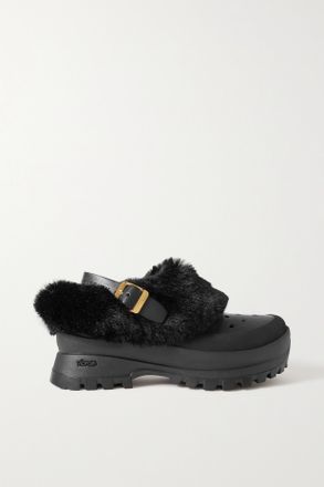 Stella McCartney Trace Faux Fur, Vegetarian Leather And Rubber Clogs - Nero