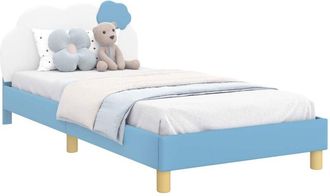vidaXL Estructura De Cama Con Cabecera Azul 90 X 190 Cm Pu Vidaxl
