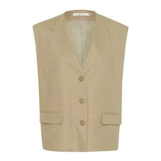 Gestuz Vests, female, Green, Size: XS Silver Sage Linen Waistcoat