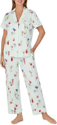 Kate Spade New York print crop pajamas in Lime Print at Nordstrom, Size X-Small