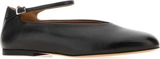 Jil Sander Womens Black Nappa Leather Elyss Ballerinas Ballerine Flat Shoes