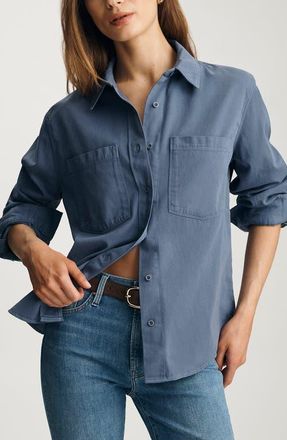 Mavi Relaxed Fit Cotton Button-Up Shirt in Blue Indigo at Nordstrom, Size X-Large