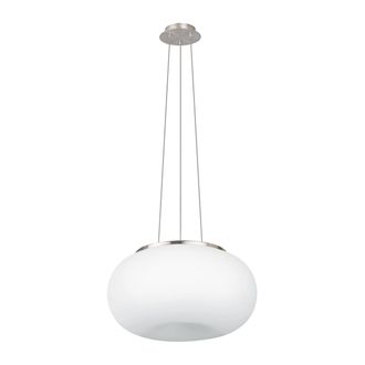 Loops Pendant Ceiling Light Colour Satin Nickel Shade White Glass Opal Matt E27 2x60W in Metallics