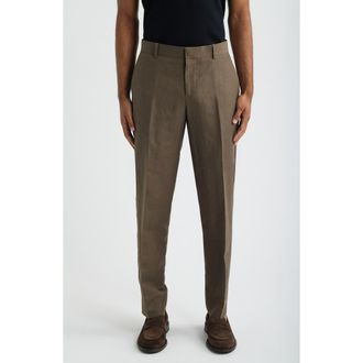 Open Edit Linen Blend Pants in Brown Acorn at Nordstrom, Size 34