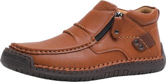 Generic The First Young Shoes Men, Mens Handmade Premium Leather Slip-On Boots, for Outdoor &Travel (Light brown,47)